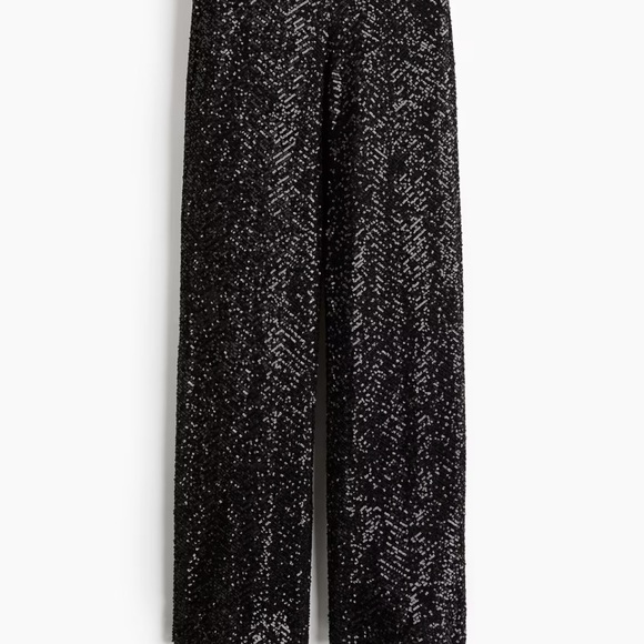 H&M Pants - H&M Glittering Black Wide-Leg Pants